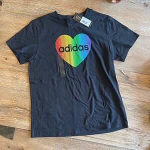 Adidas Black Rainbow PRIDE Heart Tee